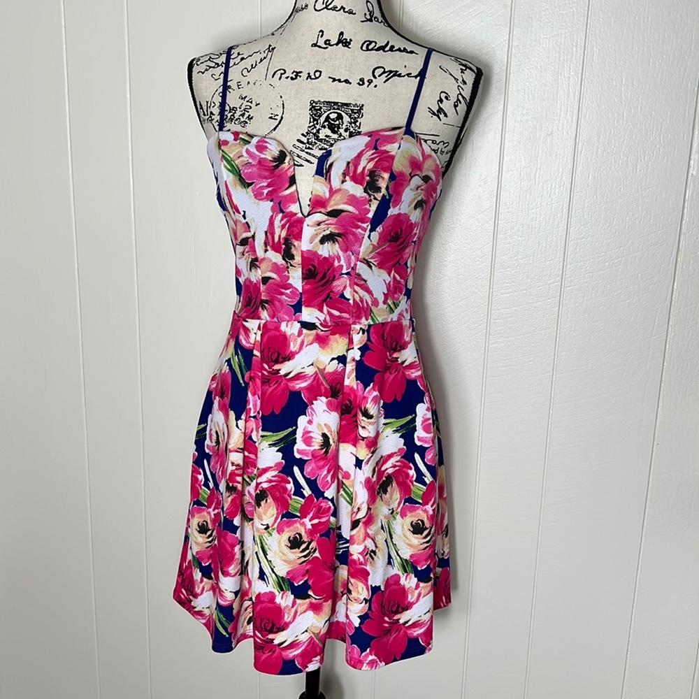 Floral Deep V-Neck Dress